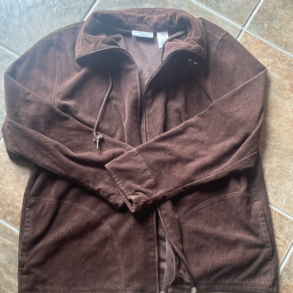 Men's Brown Corduroy Zip-Up Sweater